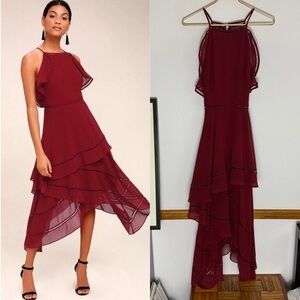 Keepsake the Label Holiday wine midi length dress size S